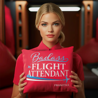 Funny Flight Attendant Badass Personlig Red Kudde
