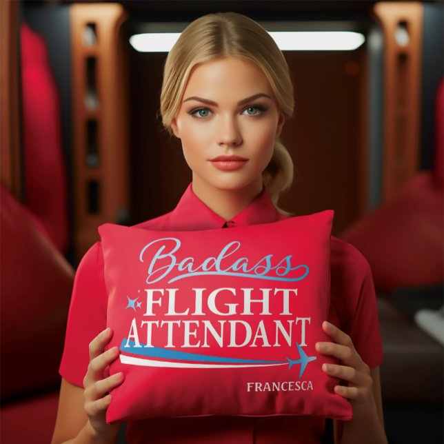 Funny Flight Attendant Badass Personlig Red Kudde (Skapare uppladdad)
