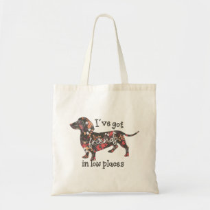 Funny Floral Doxie Tote Bags Tygkasse
