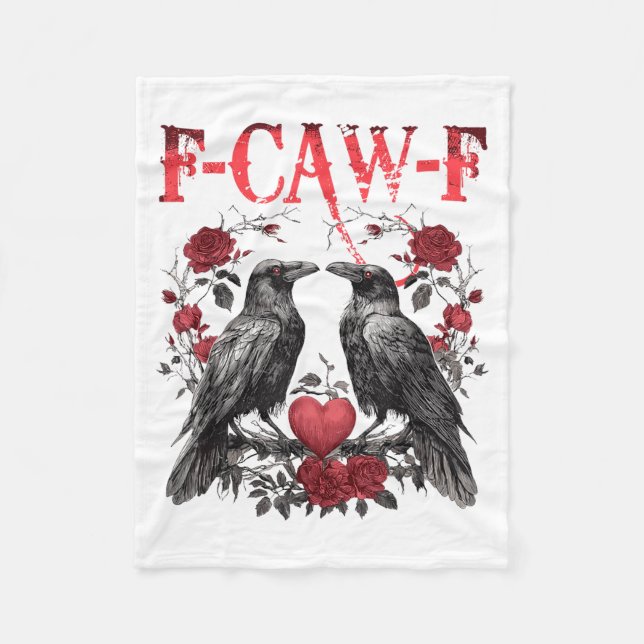 Funny Floral Heart Raven F-caw-f Anti Valentin's D Fleecefilt (Framsidan)