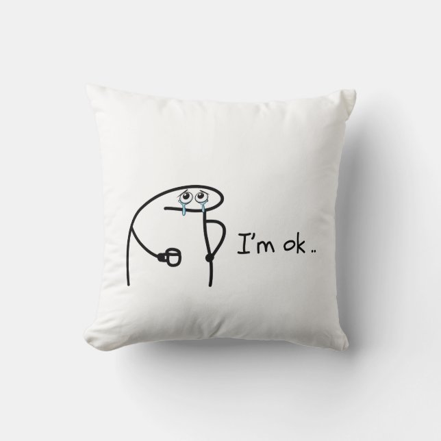 Funny Flork I'm Ok Meme T-Shirt Kudde (Framsida)