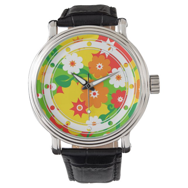 Funny Flower Power Tapet Armbandsur (Framsida)