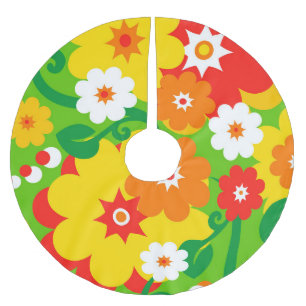 Funny Flower Power Tapet Julgransmatta Borstad Polyester