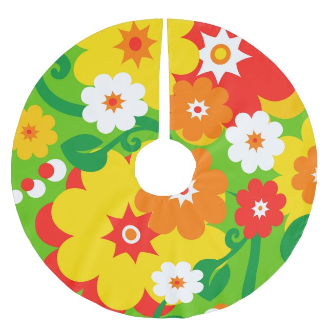 Funny Flower Power Tapet Julgransmatta Borstad Polyester (Framsidan)