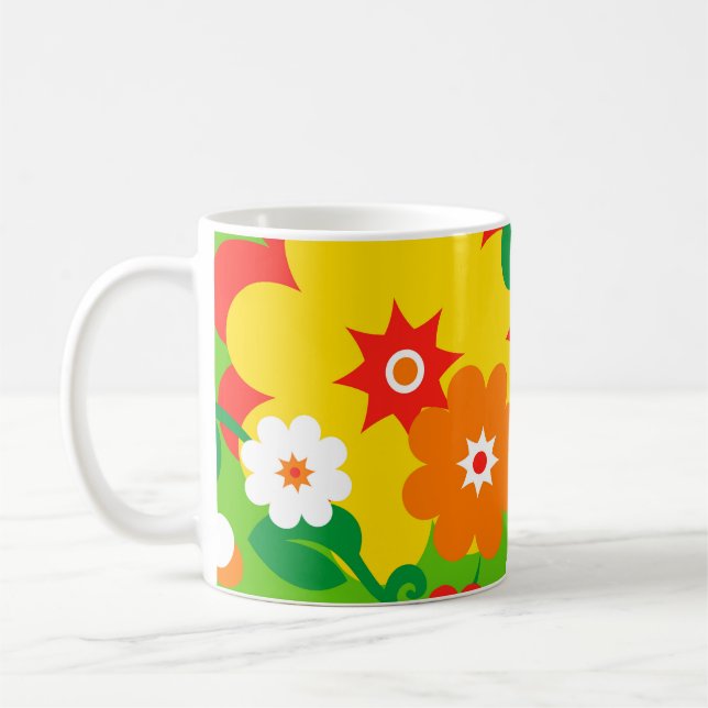Funny Flower Power Tapet Kaffemugg (Vänster)