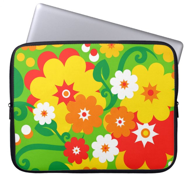 Funny Flower Power Tapet Laptop Fodral (Framsidan)
