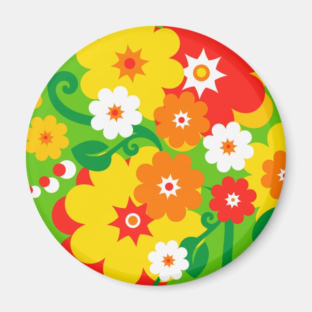 Funny Flower Power Tapet Magnet (Framsidan)