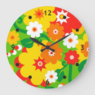 Funny Flower Power Tapet Stor Klocka