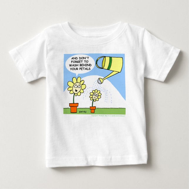 Funny Flowers Tecknad Baby Bathtime T Shirt (Framsida)