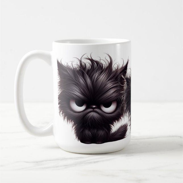 FUNNY FLUFFY ARG BLACK KITTENS KAFFEMUGG (Vänster)
