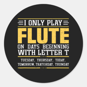 Funny Flute Player Flutist Runt Klistermärke