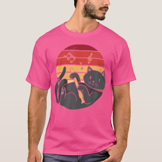 Funny Fluting Cat - Flute T Shirt (Framsida)