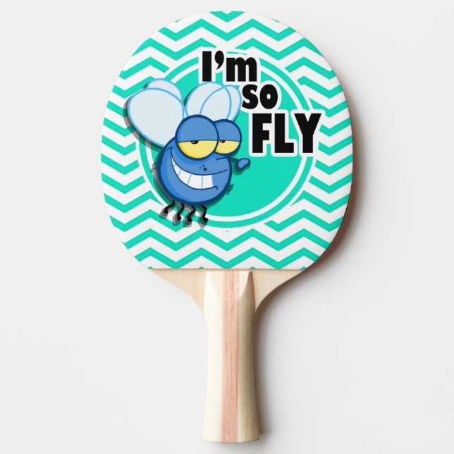 Funny Fly; Aqua Grönt Chevron Pingisracket (Framsidan)