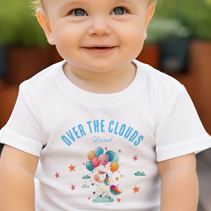 Funny flygande Unicorn Rainbow Färg 1:a födelsedag T Shirt