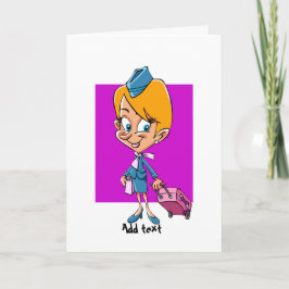 Funny flygassistent tecknad luft värdinna kort