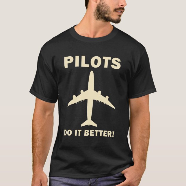 Funny flygplansflygplan, Funny Pilot T Shirt (Framsida)