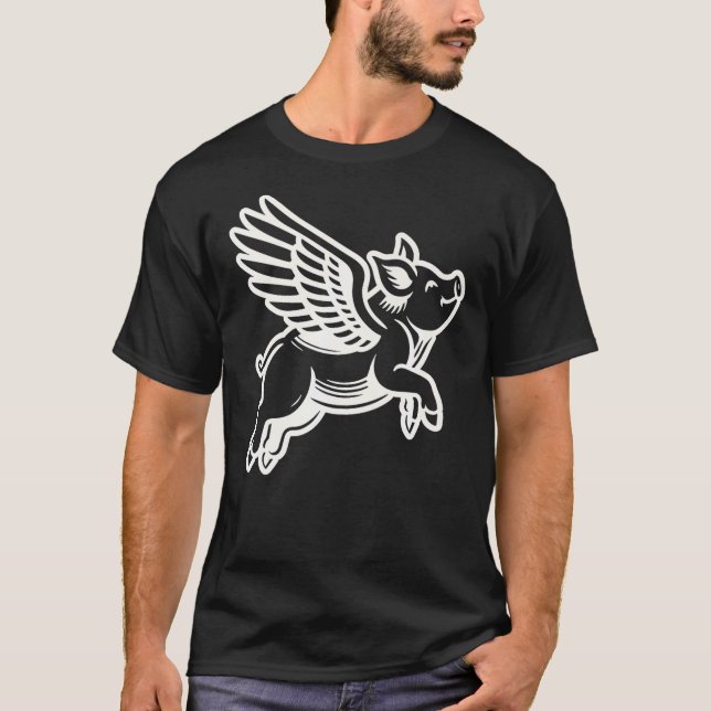 Funny Flying Pig Oink Aviator T Shirt (Framsida)