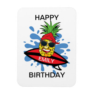 Funny födelsedag Surfing Pineapple Magnet