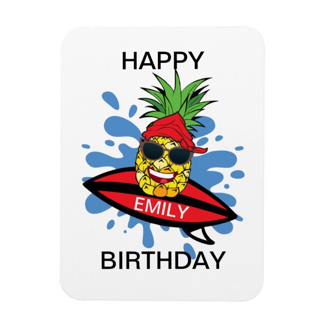 Funny födelsedag Surfing Pineapple Magnet (Vertikal)