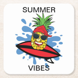 Funny födelsedag Surfing Pineapple Underlägg Papper Kvadrat