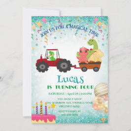 Funny Födelsedagsfest för dinosaur-traktor DIY Nam Julkort