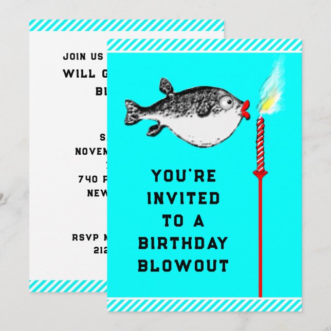 Funny Födelsedagsfest inbjudan (Fram/baksida)