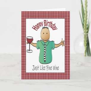 Funny födelsedagskort Hand plockade Vin Kort