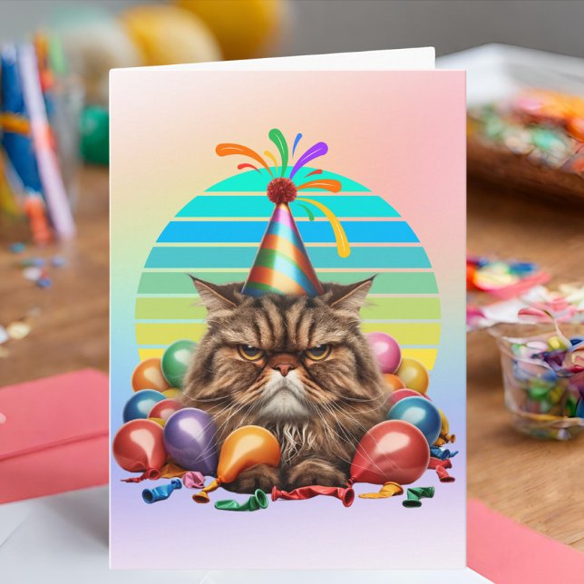 Funny födelsedagskort i Party Kort (Annoyed cat on a birthday card.)