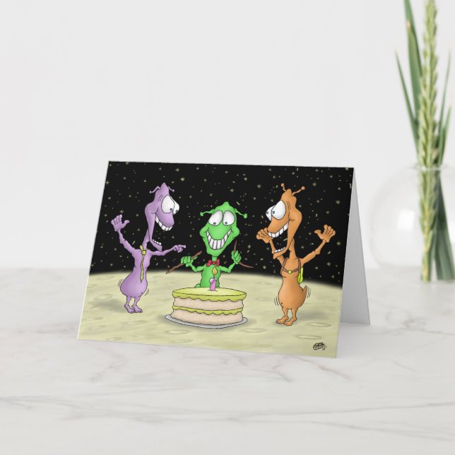 Funny Födelsedagskort: Måne Party Kort (Framsida)