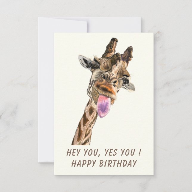Funny födelsedagskort med lekfull giraffe - sjömil kort (Framsida)