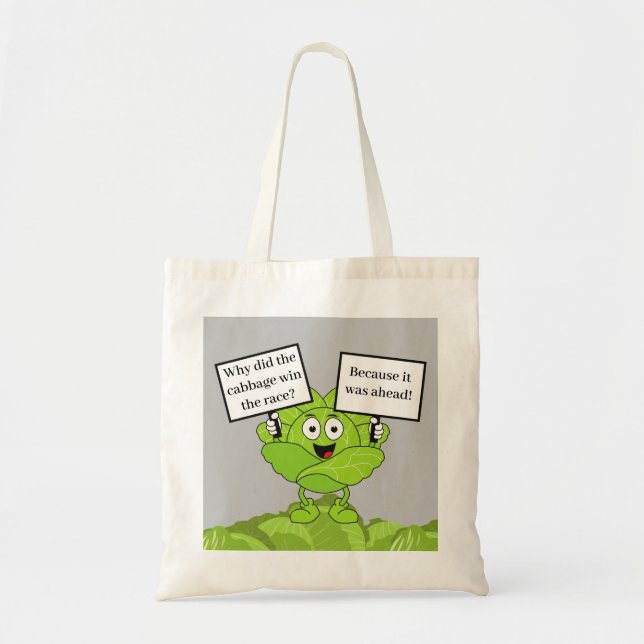 Funny Food Cabbage Joke Tote Bag Tygkasse (Framsidan)