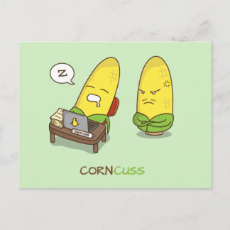 Funny Food Coma Concuss Maj Pun Humor Vykort