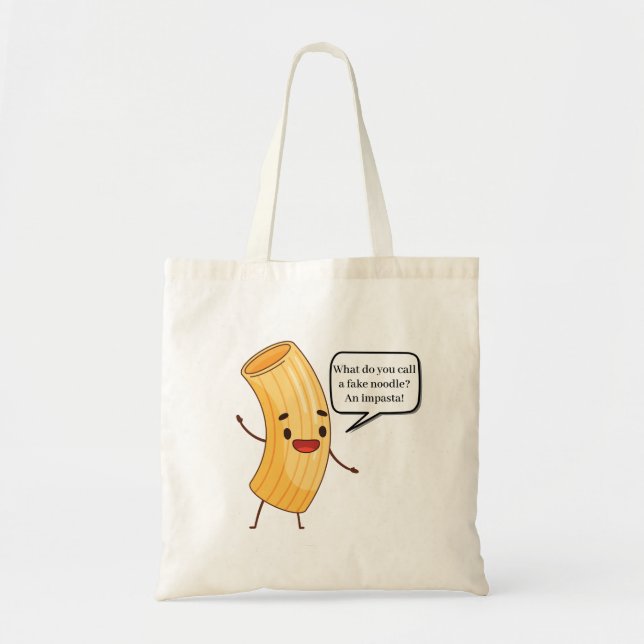 Funny Food Pasta Joke Tote Bag Tygkasse (Framsidan)