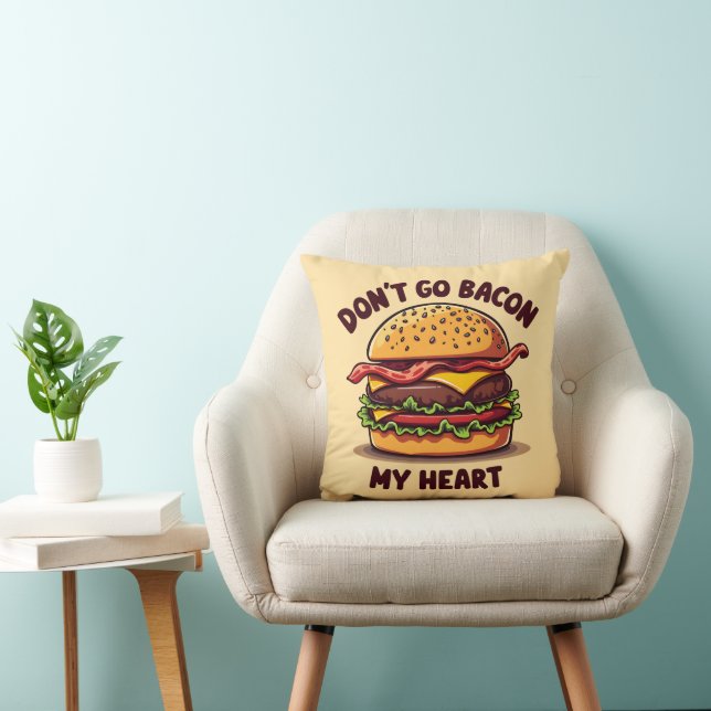 Funny Food Pun Bacon Älskare Cheeseburger Design Kudde (Stol)