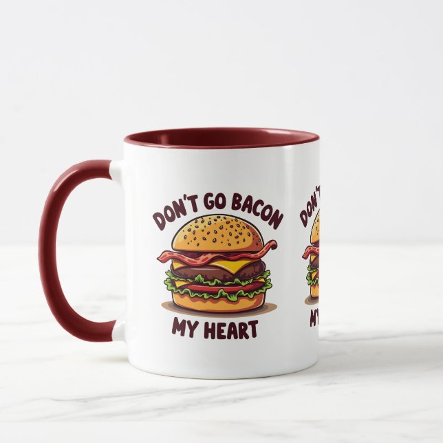 Funny Food Pun Bacon Älskare Cheeseburger Design Mugg (Vänster)