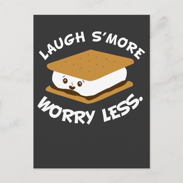 Funny Food Pun - Laugh S more Worry Lless Vykort (Framsida)
