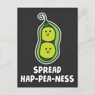 Funny Food Pun Pea Cute Vegetable Joke Happiness Vykort