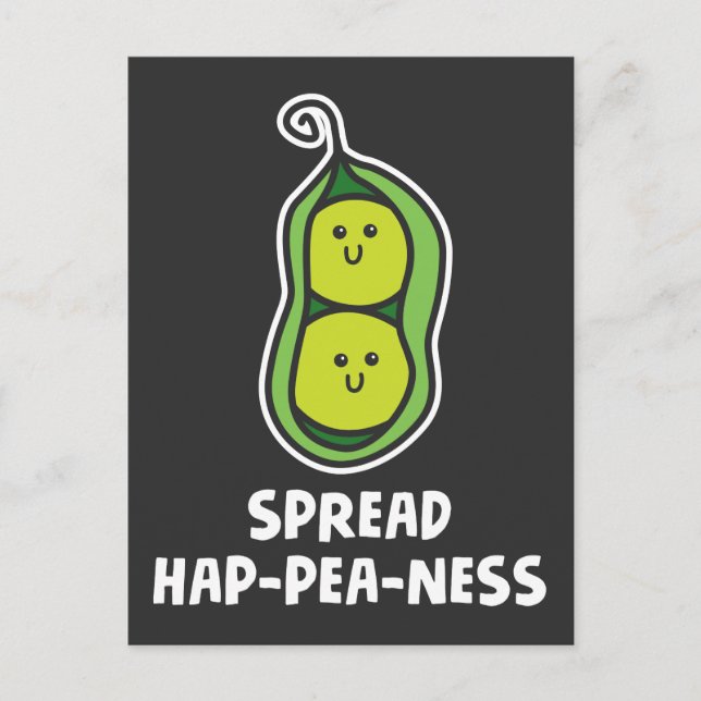 Funny Food Pun Pea Cute Vegetable Joke Happiness Vykort (Framsida)