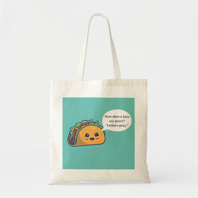 Funny Food Taco Joke Tote Bag Tygkasse (Framsidan)