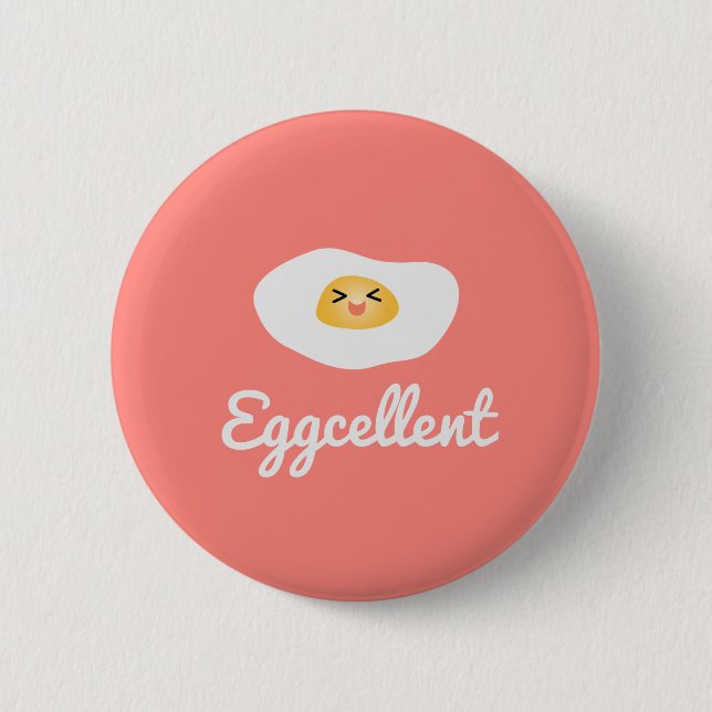 Funny Foodie Cute Egg Eggcellent Humous Food Pun Knapp (Framsida)