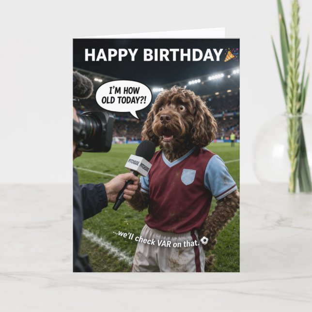 Funny Football Birthday Card VAR Joke Dog Kort (Framsida)