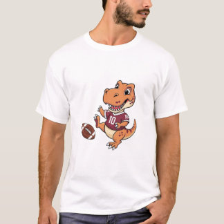 Funny Football Dinosaur T-Shirt | Cute T-Rex Playi