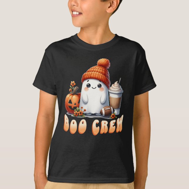 Funny Football Halloween Boo Crew Cute Ghost T Shirt (Framsida)