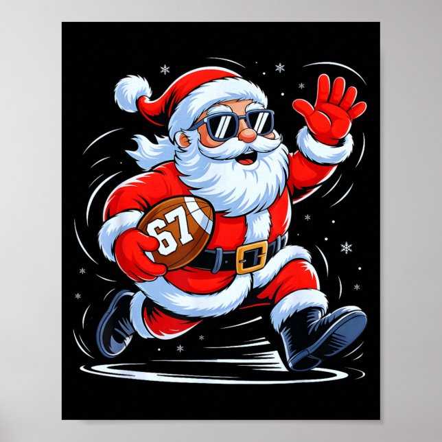 Funny Football Santa 67 Christmas Xmas Holiday Boy Poster (Framsidan)