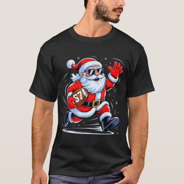 Funny Football Santa 67 Christmas Xmas Holiday Boy T Shirt (Framsida)