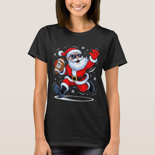 Funny Football Santa 67 Christmas Xmas Holiday Boy T Shirt (Framsida)