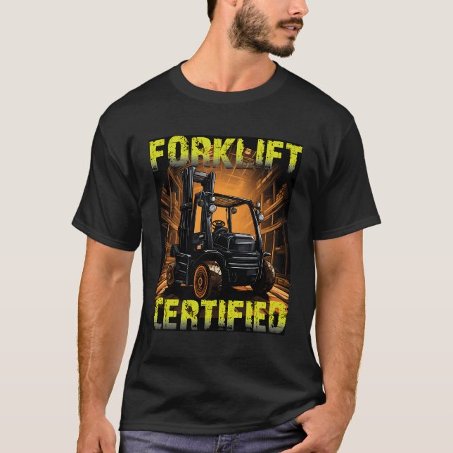 Funny Forklift operator Forklift Auktoriserad Retr T Shirt (Framsida)