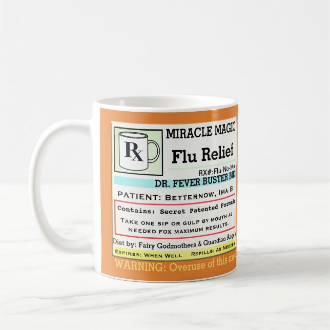 Funny förskrivning RX Flu Medicine Kaffemugg (Vänster)