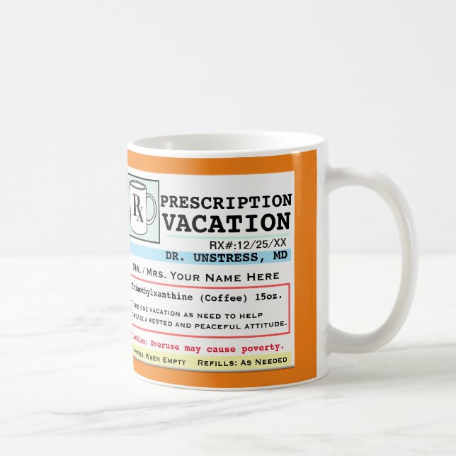 Funny förskrivning RX Vacation Mugg (Höger)