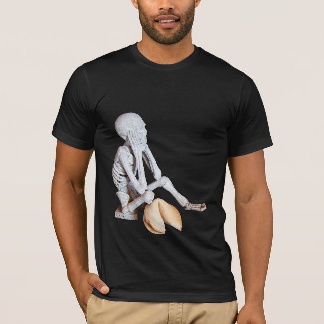 Funny Fortune Cookie Skeleton Skull T Shirt (Framsida)